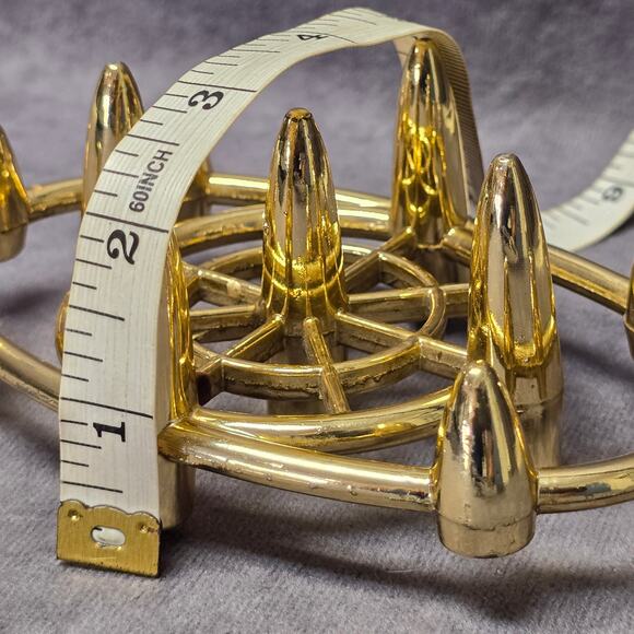 Mid Century Atomic Bullet Style Gold Metal Taper Candle / Pen Holder Faux Brass - Picture 8 of 12